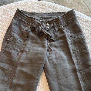 INC International Concepts Women's Medium  Rise Gray linen Pants